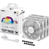 Asus Tuf Gaming Tr120 Argb Fan 3pin Double Layer Led 2000rpm 3.3mm H2o 77.4 Cfm 16 Individually Addressable Rgb Leds 3 Pack White - CompuMe